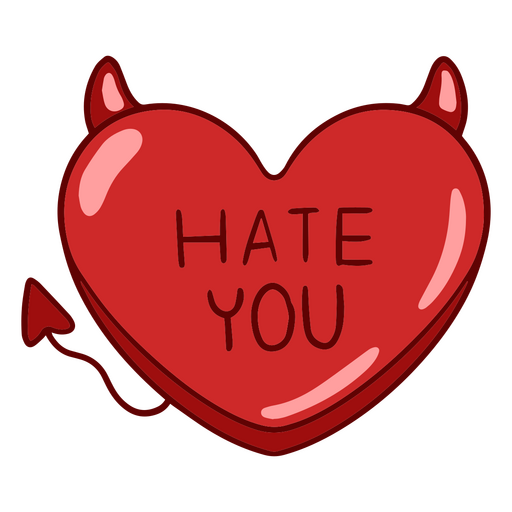 Corazón rojo con las palabras "te odio" Diseño PNG