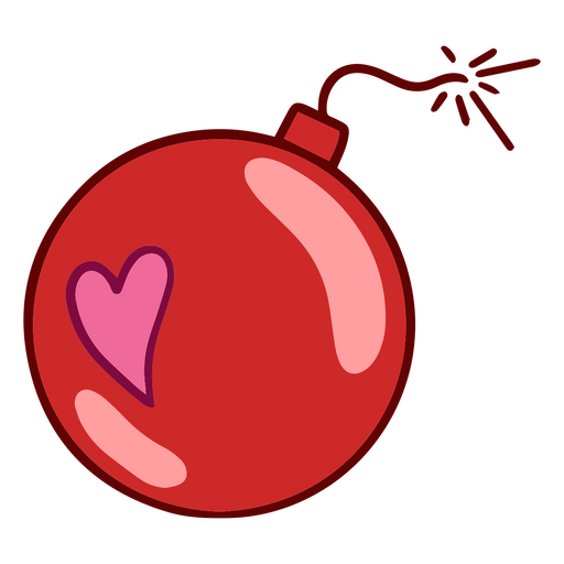 Bomba roja con un corazón. Diseño PNG