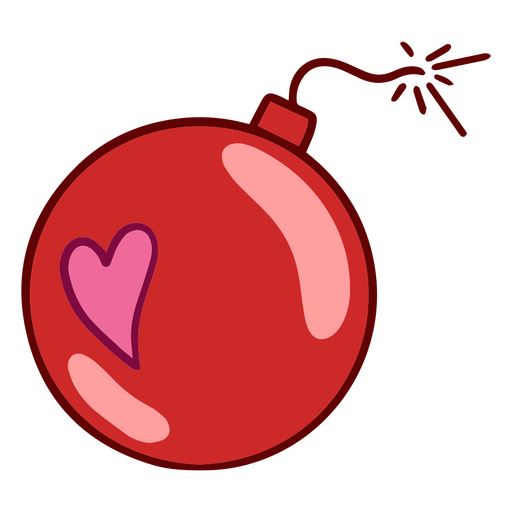 Bomba vermelha com um coração Desenho PNG