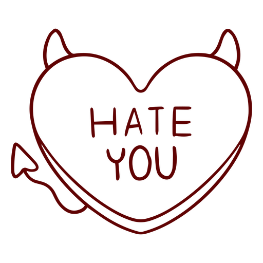 Corazón con las palabras "te odio" Diseño PNG