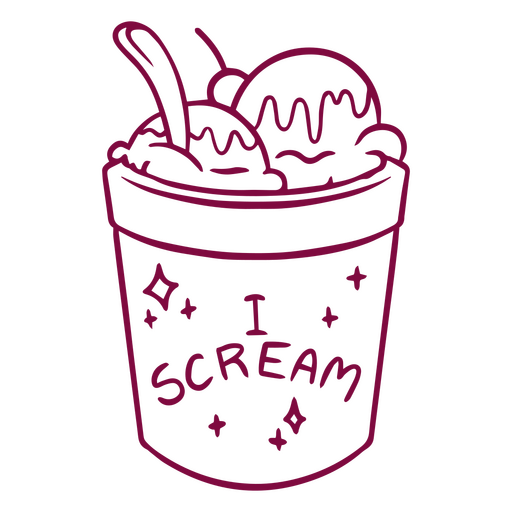 Pink ice cream in a bucket with the words i scream PNG Design
