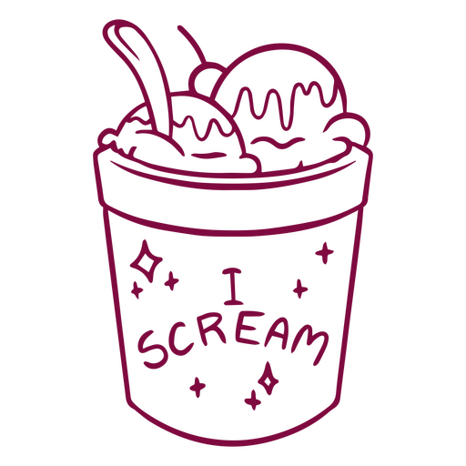 Rosa Eis in einem Eimer mit der Aufschrift ?I Scream?. PNG-Design