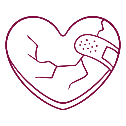 Broken heart with a bandage on it PNG Design
