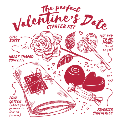 The perfect valentine's date starter kit PNG Design