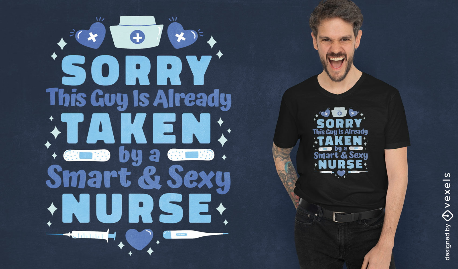 Design de camiseta com citação de namorado de enfermeira