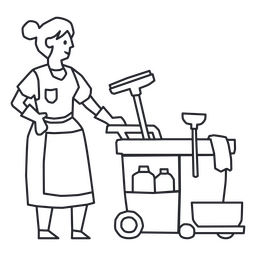 Line Drawing Of A Woman Cleaning A Cart PNG & SVG Design For T-Shirts