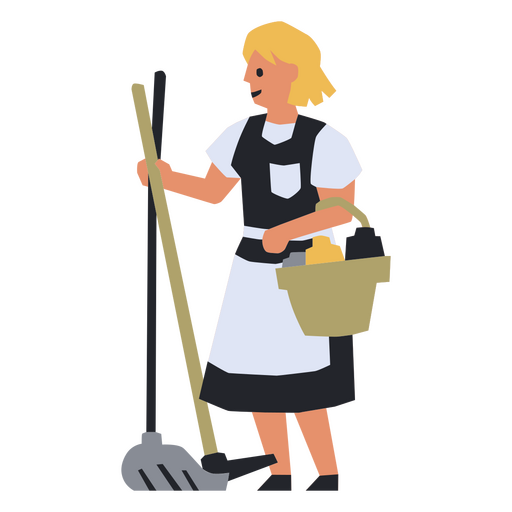 Empregada doméstica com vassoura e balde Desenho PNG