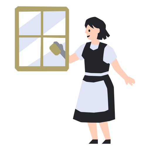 Dienstmädchen putzt ein Fenster PNG-Design