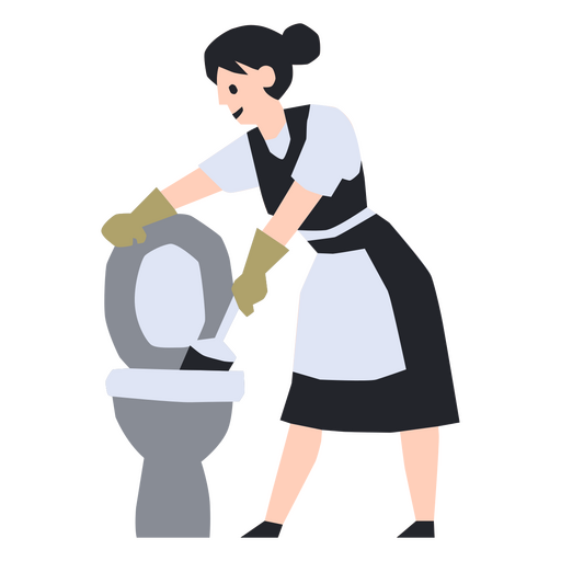 Dienstmädchen putzt eine Toilette PNG-Design