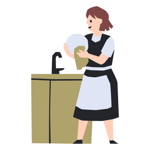 Maid is holding a bowl of water PNG Design