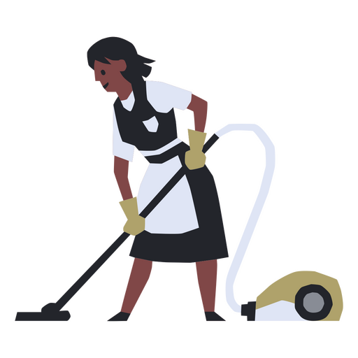 Empregada limpando com aspirador de pó Desenho PNG
