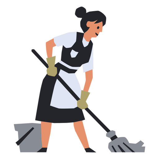Female maid with a mop and broom PNG Design