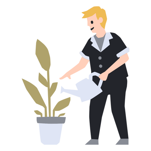 Man watering a plant in a pot PNG Design