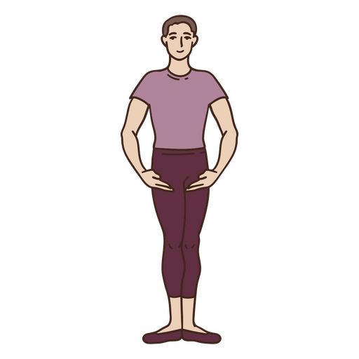 Homem de pé com uma camisa roxa e calça Desenho PNG