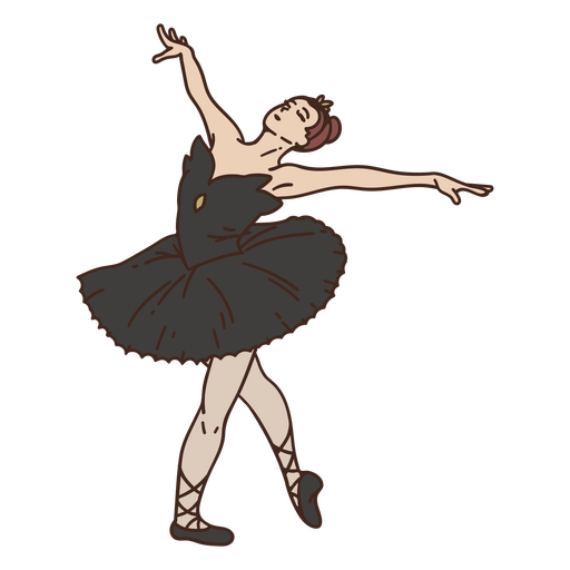 Bailarina de ballet de trazo de color de mujer Diseño PNG