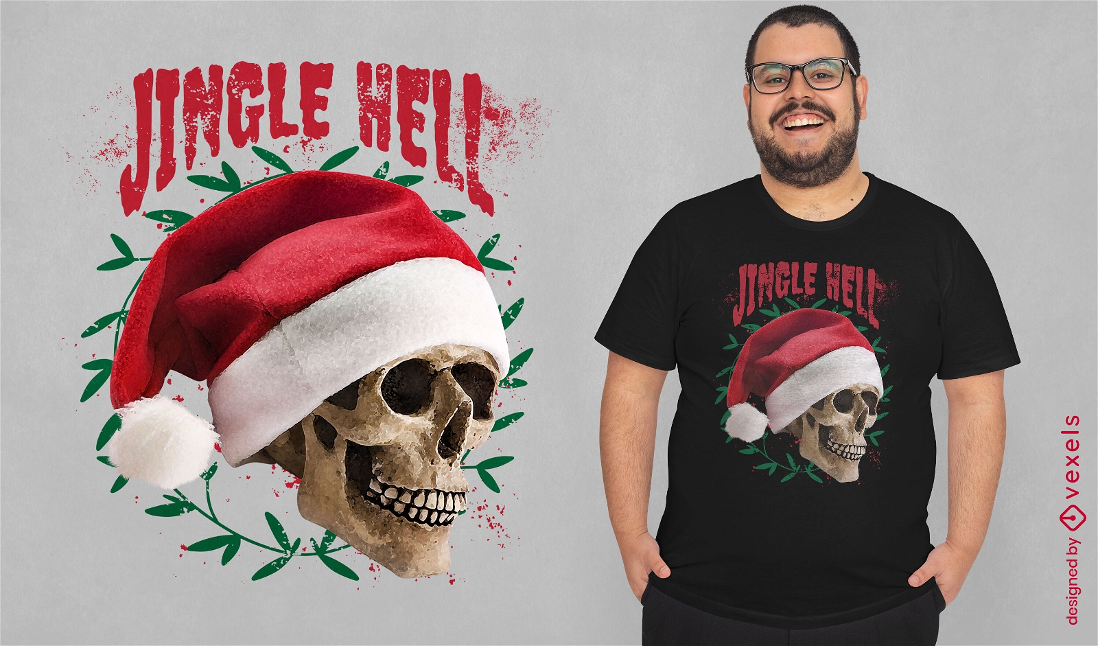 Jingle hell anti - Christmas PSD t-shirt design