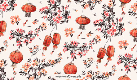 Lanterns and flowers pattern design
