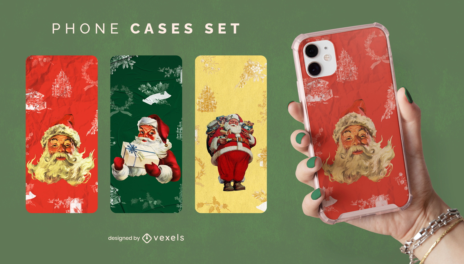 Vintage Santa Claus Christmas phone case PSD set