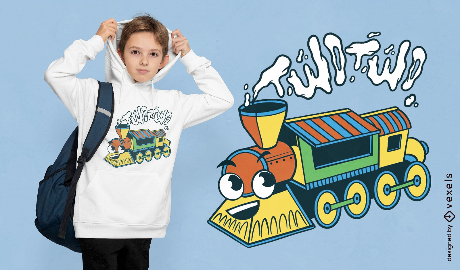 Design de camiseta infantil de desenho animado ferroviário
