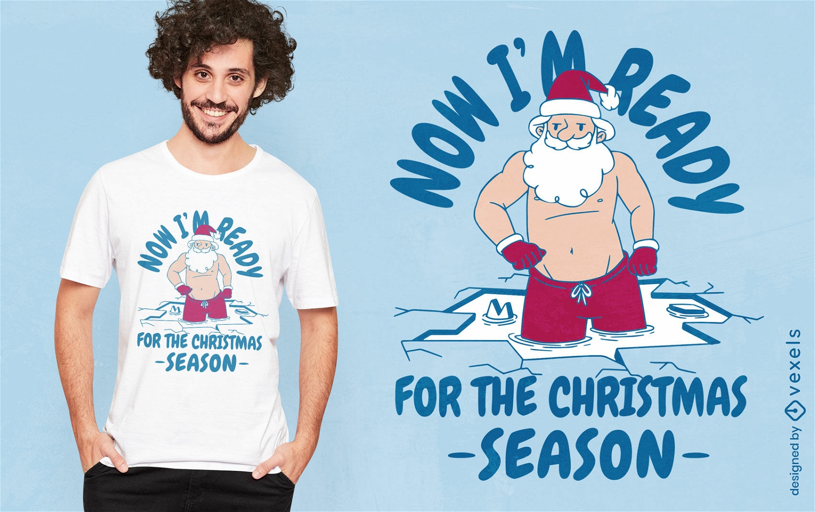 Diseño de camiseta de Papá Noel del lago congelado