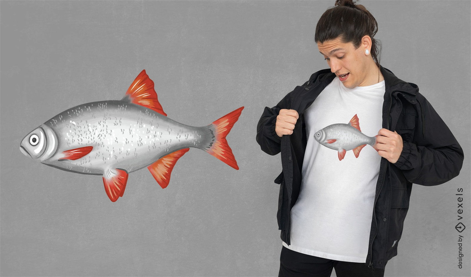 Design de camiseta de peixe realista