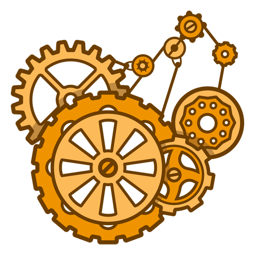 Cogs and gears color stroke PNG Design