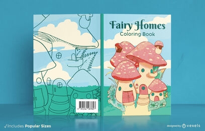 Cartoon mushroom house book cover design KDP