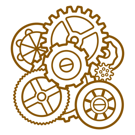 Icono de trazo de engranajes y engranajes Diseño PNG
