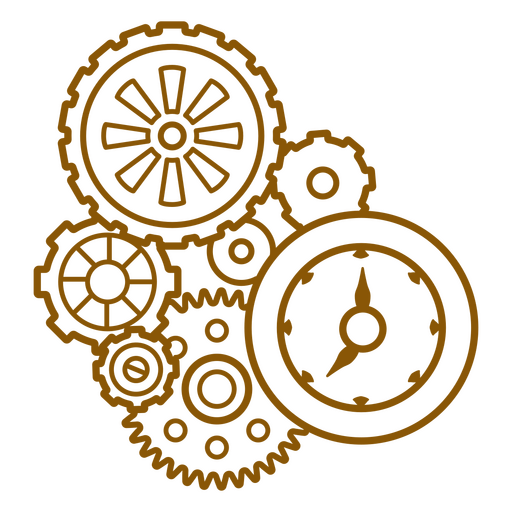 Clock with gears and gears PNG Design