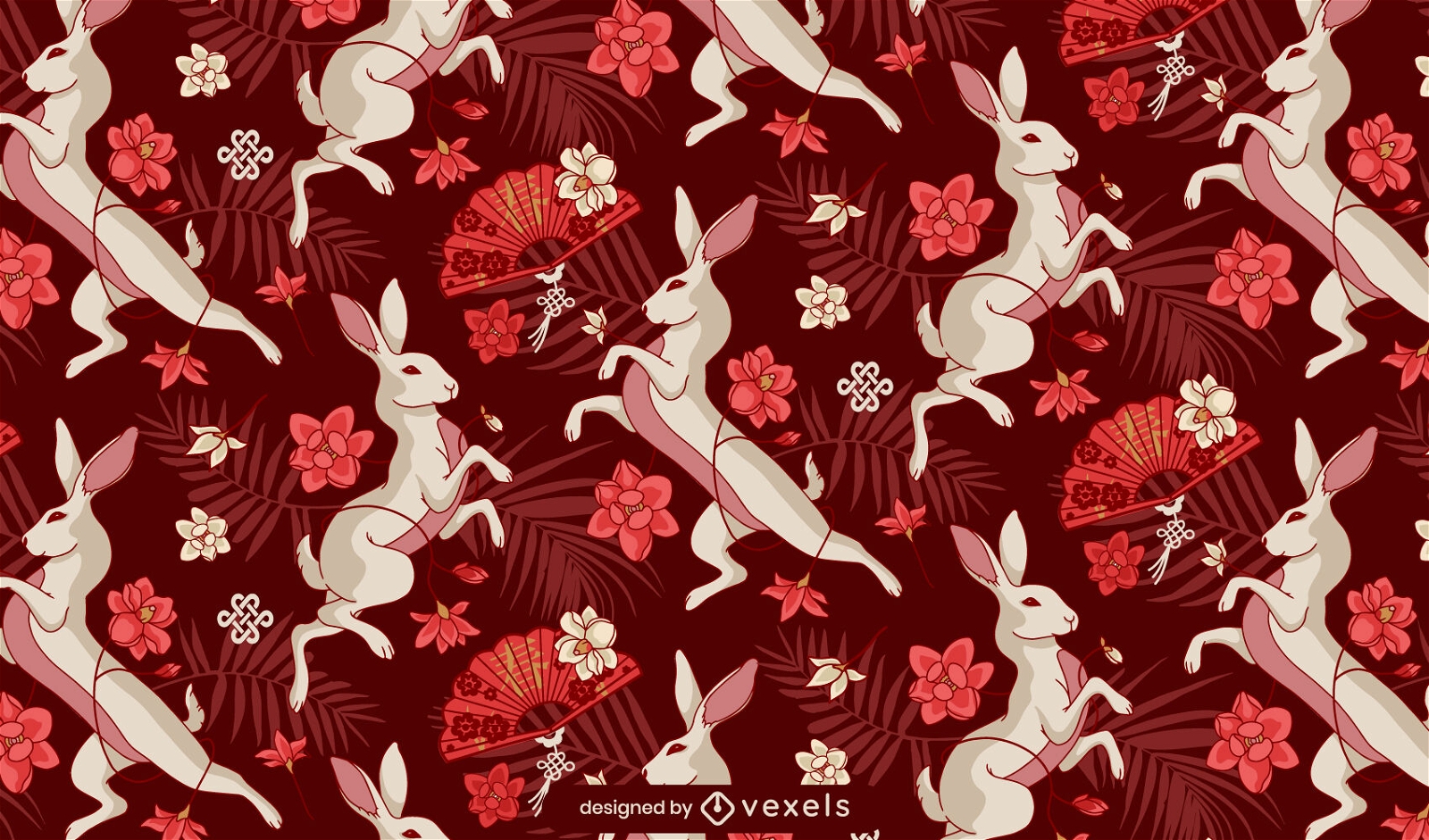 Diseño de patrón de flores de conejo