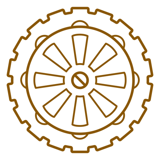 Gear wheel stroke icon in brown PNG Design