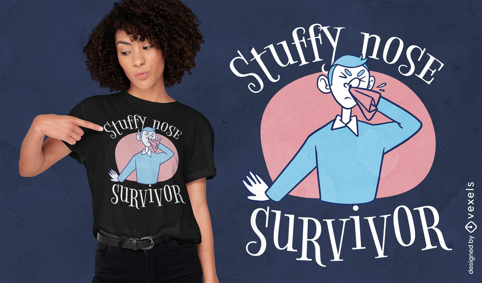 T-Shirt-Design für Überlebende der verstopften Nase