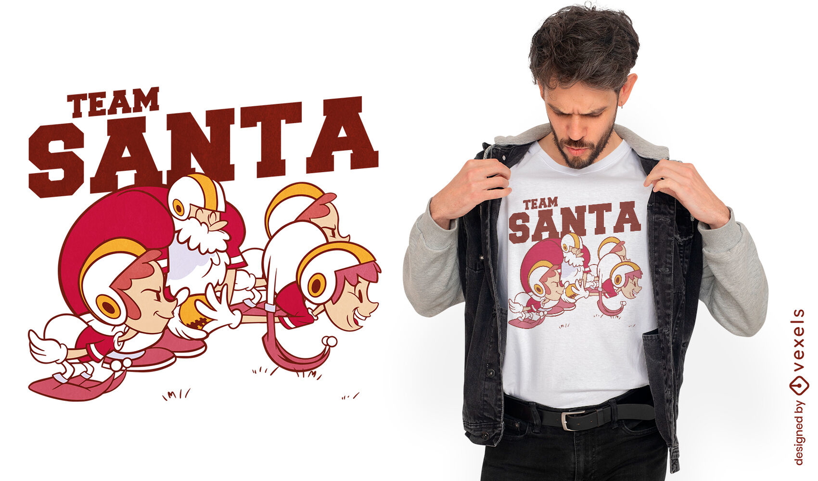 Diseño de camiseta de Papá Noel del equipo de fútbol