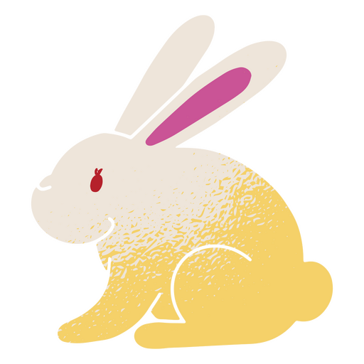Conejito blanco y amarillo sentado Diseño PNG
