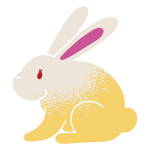 Weißer und gelber Hase sitzt PNG-Design