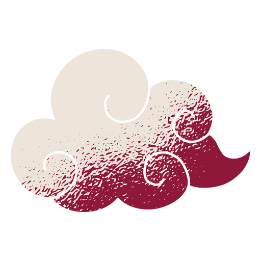 Nube con remolinos rojos y blancos. Diseño PNG