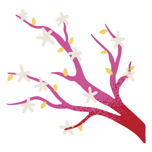 Illustration of a cherry tree with pink flowers PNG Design