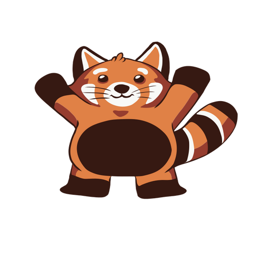 Panda vermelho de desenho animado com bra?os estendidos Desenho PNG