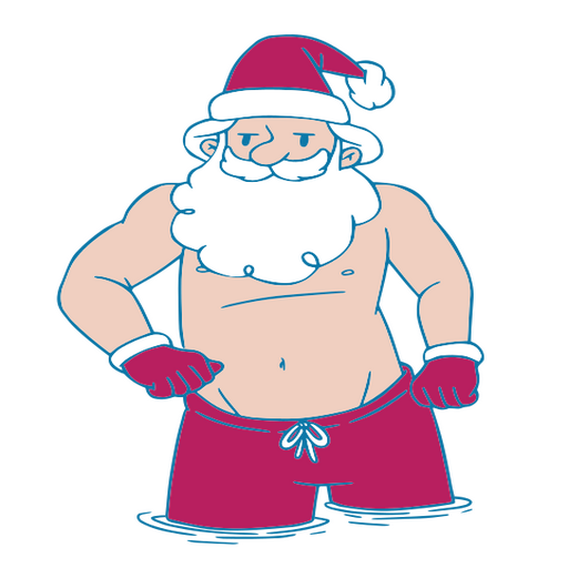 Cartoon-Weihnachtsmann steht im Wasser PNG-Design