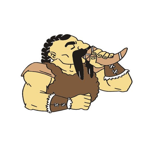 Caricatura de un hombre bebiendo de un cuerno Diseño PNG