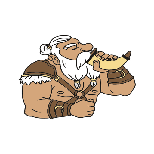 Cartoon character with a beard eating a banana PNG Design