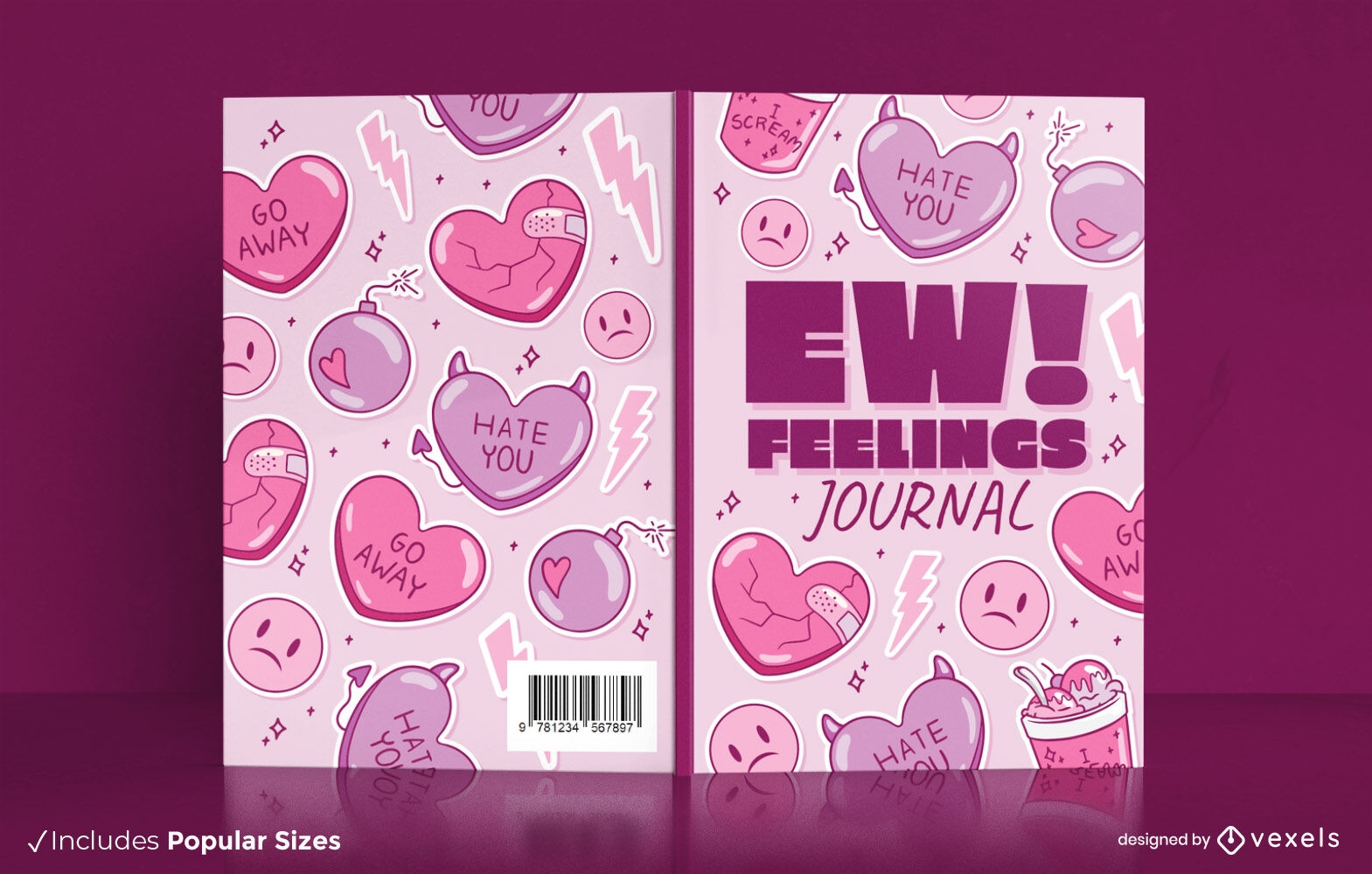 Broken heart journal book cover design