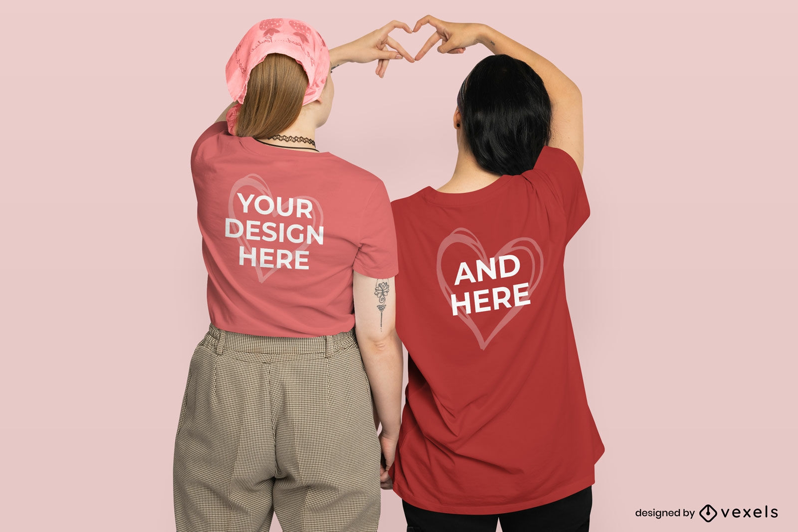 Maqueta de camiseta de pareja de lesbianas para el día de san valentín