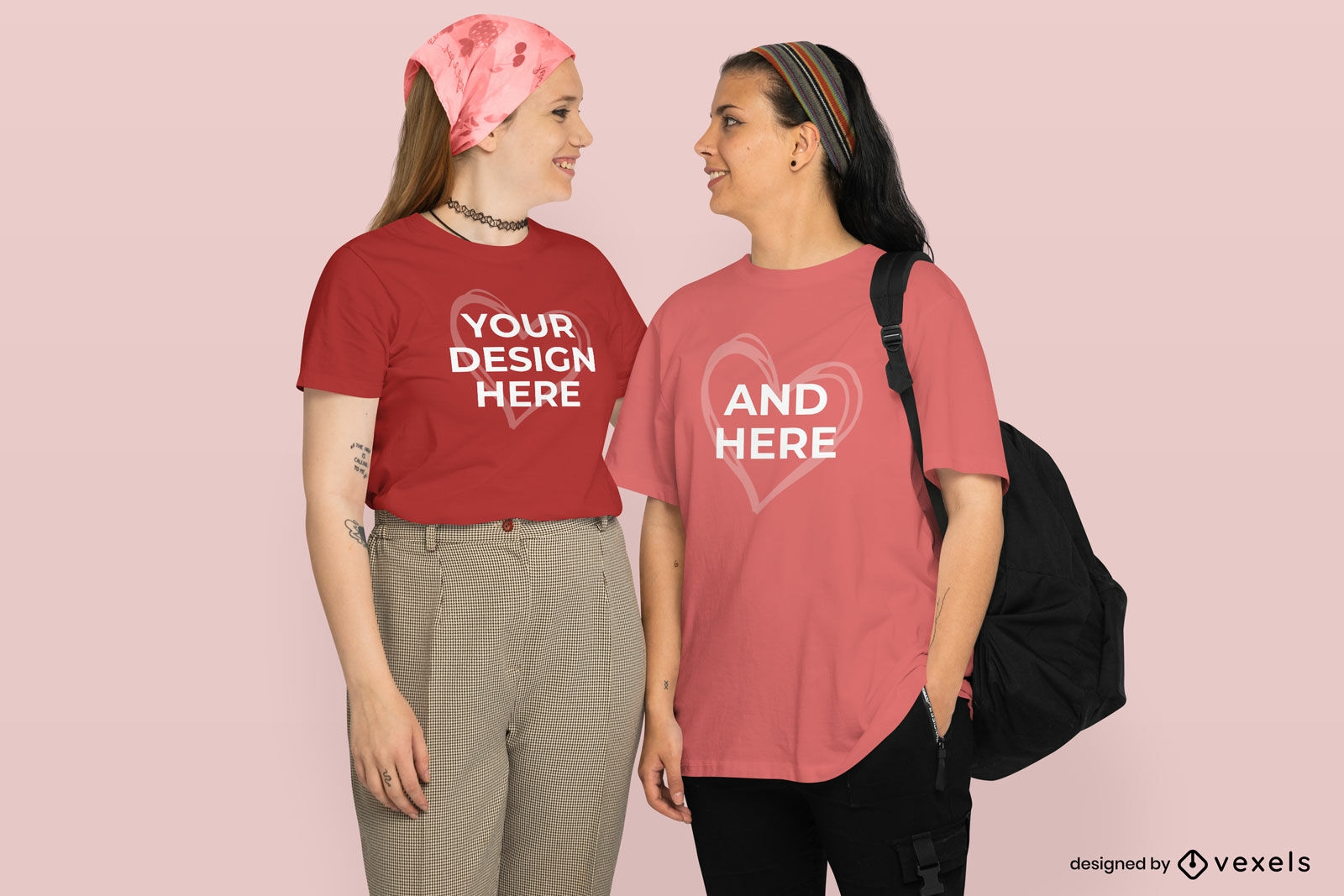 Maqueta de camiseta de pareja de lesbianas enamoradas del d?a de san valent?n