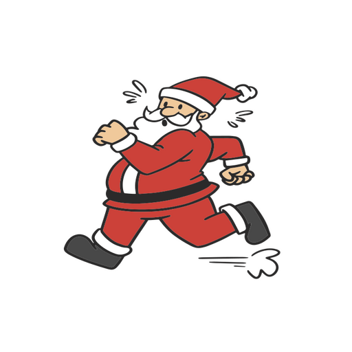 Lustiger Cartoon-Weihnachtsmann läuft PNG-Design