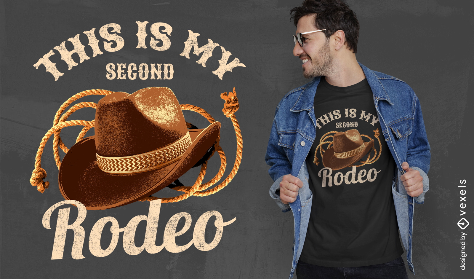 Chapéu de cowboy ocidental e camiseta de corda psd