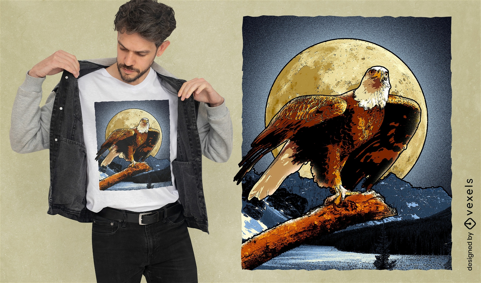 Eagle at night t-shirt design