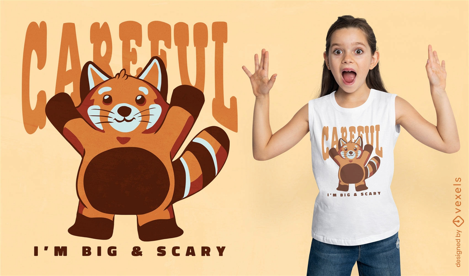 Großes und beängstigendes T-Shirt-Design mit rotem Panda