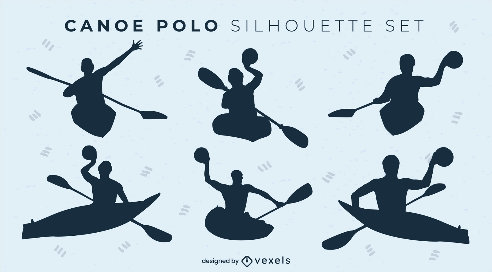 Canoe polo sports silhuette set