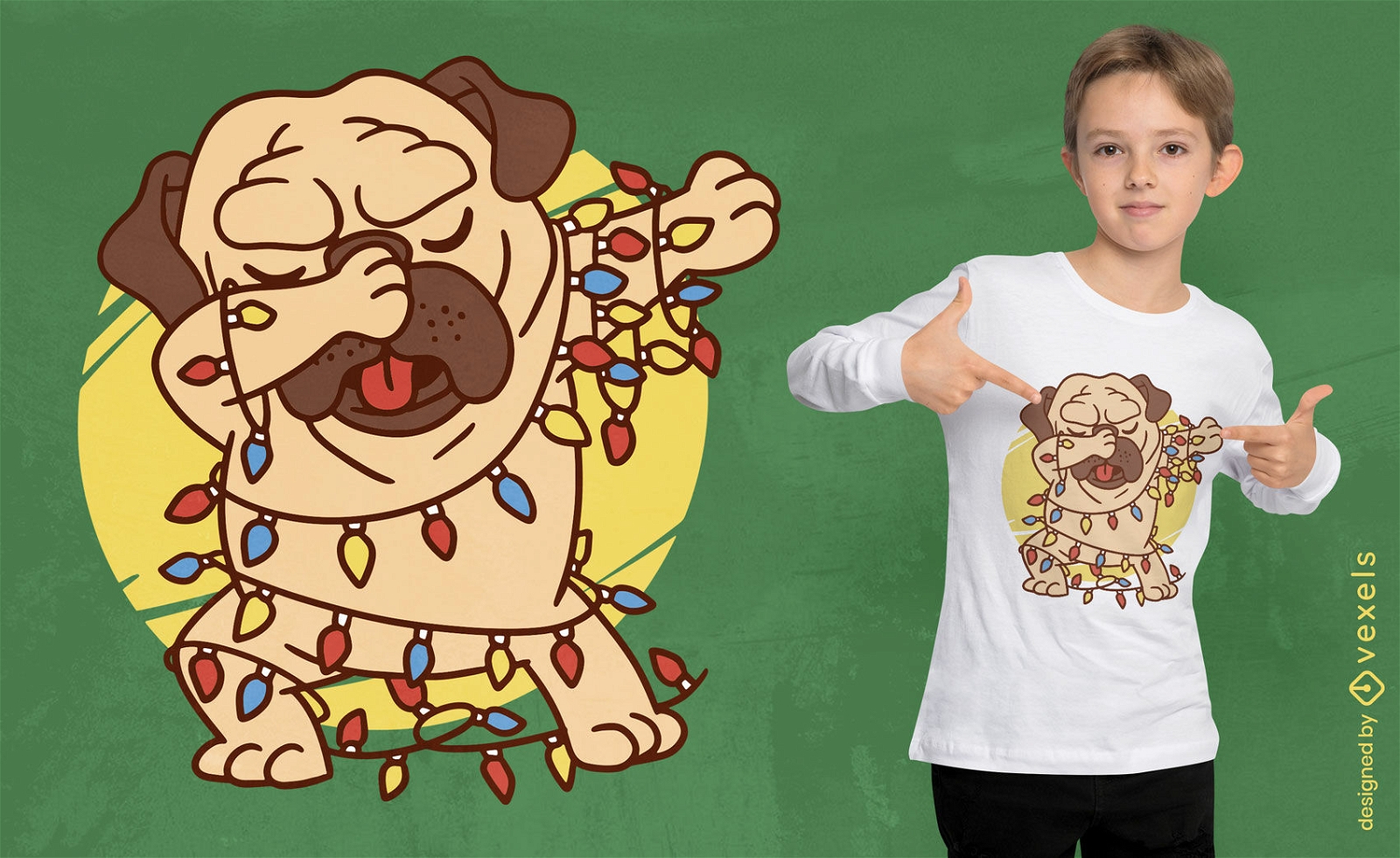 Christmas pug dabbing t-shirt design